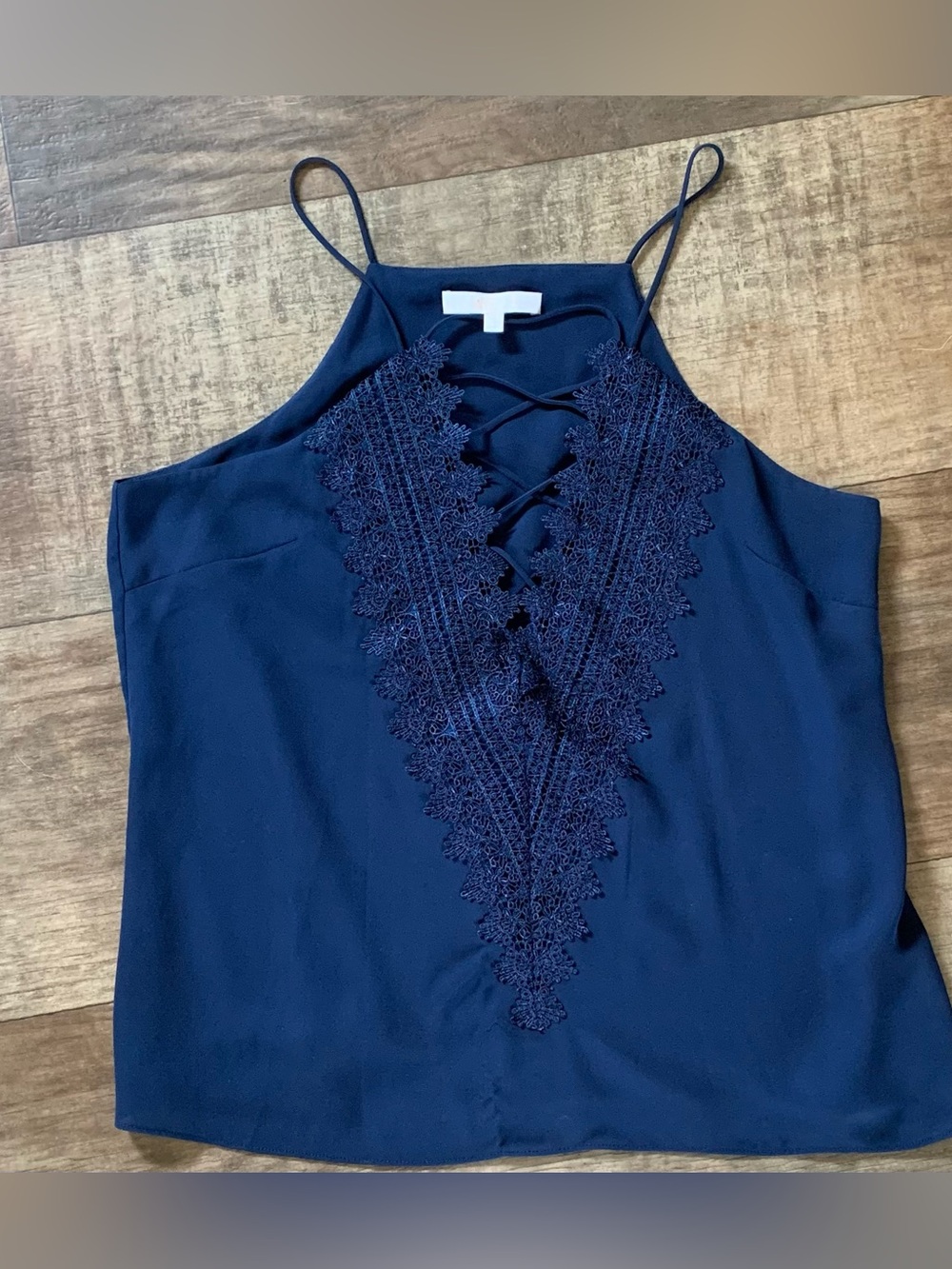 WAFY navy lace up tank top